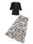 Black V-Neck Knitted Top and Belted Two-Tone Side Slit Midi Skirt Set