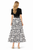 Black V-Neck Knitted Top and Belted Two-Tone Side Slit Midi Skirt Set