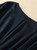 Navy Cape-Sleeve Cinched-Waist A-Line Midi Dress