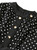 Polka Dot Pleated Dress with Cinched Waist and Gold Buttons