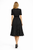 Polka Dot Pleated Dress with Cinched Waist and Gold Buttons