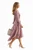 Coral Boho Style Asymmetric Flared Slit Dress with Gathered Design