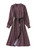 V-Neck Geometric Print Silk Midi Dress with Belt