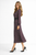 V-Neck Geometric Print Silk Midi Dress with Belt