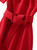 Red Padded Shoulder Sheath Dress with Pleated Neckline and Slit