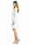 Off-White Peplum Dress with Wrap Over Neckline & Mock Two-Piece Design