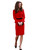 Red Peplum Jacket and High Waisted Pencil Skirt Set