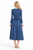 Dark Blue Geometric Printed Belted Flared Midi Dress