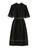 Black Mandarin-Collar Contrast-Stitch Sheath Dress