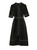 Black Mandarin-Collar Contrast-Stitch Sheath Dress