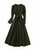 Olive Green Button-Detail Belted A-Line Midi Dress