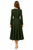 Olive Green Long Sleeved Midi Slit Dress with Button Design