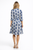 Blue Ikat Print Wrap-Style Midi Dress