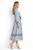 Blue Diamond Geo Print Maxi Shirt Dress with Drawstring Waist