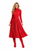 Red Turtle Neck Knit Top and High-Waist Pleated Midi Skirt Set