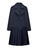 Navy Zip-up Moto Jacket & Knife-pleated Short Skirt Set