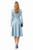 Dusty Blue Button-Down Fit-and-Flared Belted Coat Dress