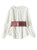 White Gathered-Sleeve Blouse & Striped Pleated Midi Skirt Set