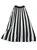 White Gathered-Sleeve Blouse & Striped Pleated Midi Skirt Set