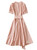 Nude Puff-Sleeve Belted Fit-and-Flare Dress