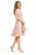 Nude Puff-Sleeve Belted Fit-and-Flare Dress