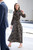 Brown Floral Pussy-Bow Shirt Midi Dress