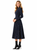 Victorian Navy Polka Dot Print Puffy Pleated Dress