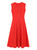 Red Zip-Front Cap-Sleeve Fit-and-Flare Midi Dress