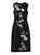 Black Embellished Floral-Jacquard Sheath Midi Dress