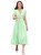 Mint Green Pleated V-Neck Chiffon Midi Dress