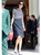 Navy Gingham Mock Two-Piece Pencil Dress