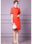 Scarlet Red Button-Front Midi Shirt Dress