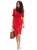 Red Shirt Dress with Button Front and Shirt Collar