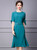 Teal Tie-Sleeve Belted Fit-and-Flare Dress