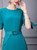 Teal Tie-Sleeve Belted Fit-and-Flare Dress