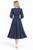 Navy Polka Dot Belted Pleated Midi Dress