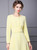 Yellow Wrap-Waist Long-Sleeve A-Line Dress