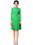 Green Belted High Neck Zip Front Fit-and-Flare Coat Dress