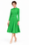 Green Belted High Neck Zip Front Fit-and-Flare Coat Dress