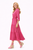 Hot Pink Cotton Chiffon Tiered Dress with Mandarin Collar