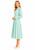 Ruffled High Neck Bishop Sleeve Midi Dress in Pastel Mint