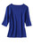 Blue Knit Top and High Waist Pleated Skirt Set with Crewneck