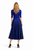 Blue Knit Top and High Waist Pleated Skirt Set with Crewneck
