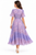Lilac Multi Flutter Sleeve Fit-and-Flare Chiffon Midi Dress