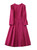 Raspberry Pink Puff-Sleeve Pleated Fit-and-Flare Dress