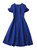 Navy Flutter-Sleeve A-Line Midi Dress