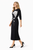 Navy Flora Wool Knit Evasé Midi Dress with 3/4 Sleeves