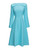 Sky Blue Boat Neck Coat Dress with Fit-and-Flare Silhouette