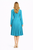 Teal Square-Neck Pleated Fit-and-Flare Dress