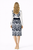 Floral Print Sheath Dress with Peter Pan Collar and Contrast Waistline